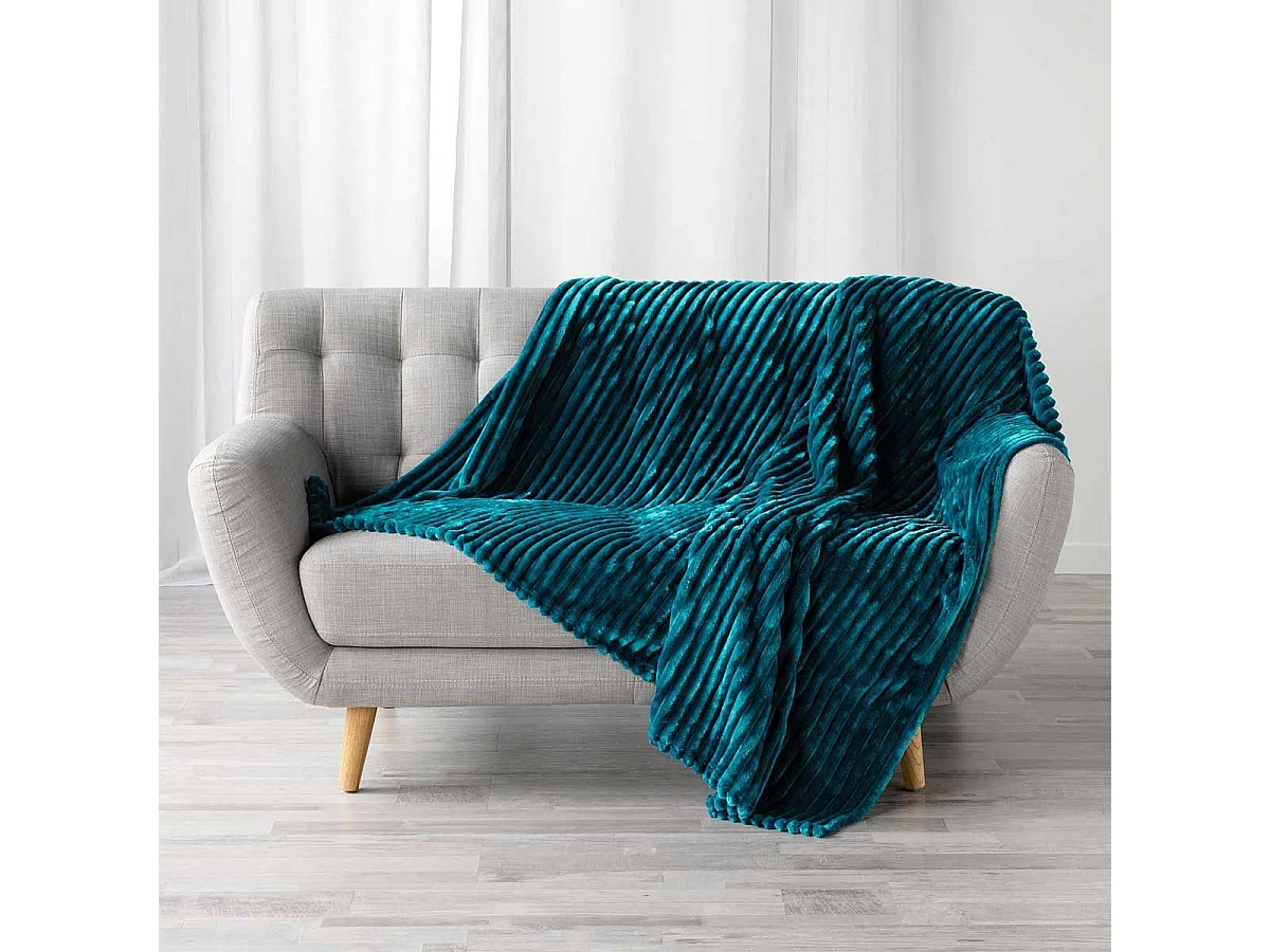 Plaid Flanelle Uni "Kalie" 125x150cm Bleu