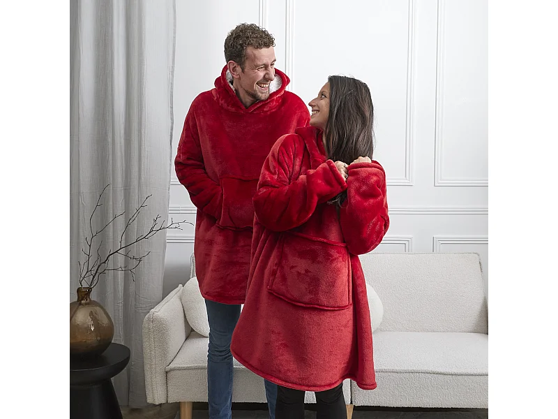 Sweat A Capuche Interieur Sherpa Rouge Rouge
