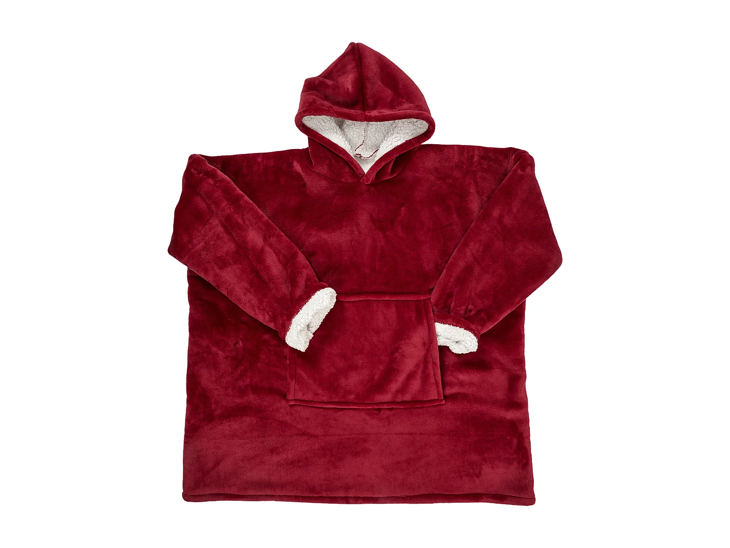 Sweat A Capuche Interieur Sherpa Rouge Rouge