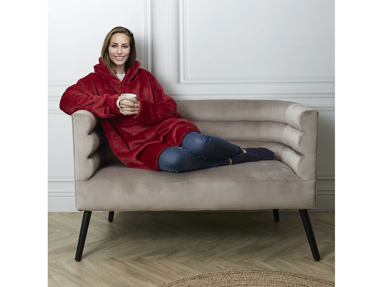 Sweat A Capuche Interieur Sherpa Rouge Rouge
