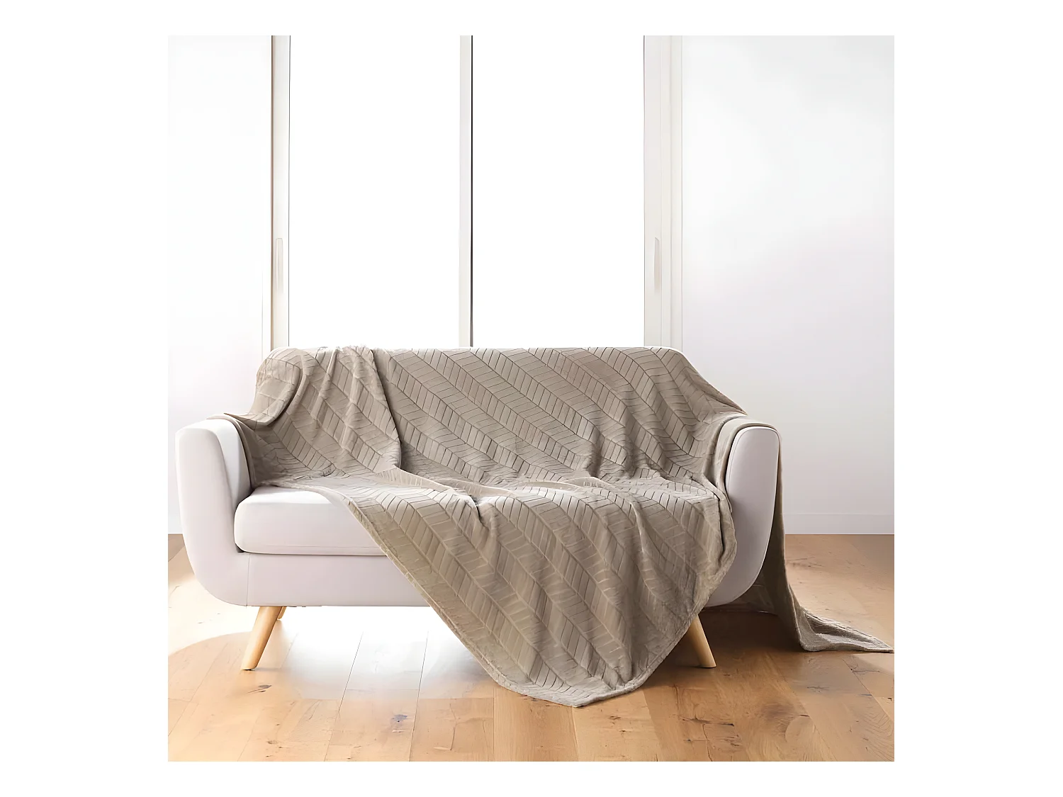 Plaid Flanelle Uni "Arya" 180x220cm Taupe
