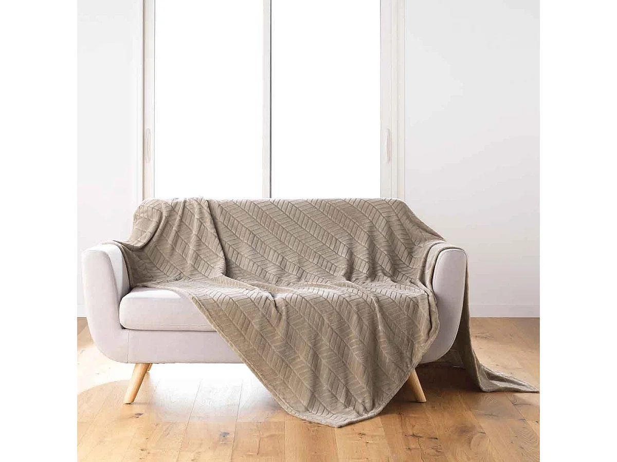 Plaid Flanelle Uni "Arya" 180x220cm Taupe