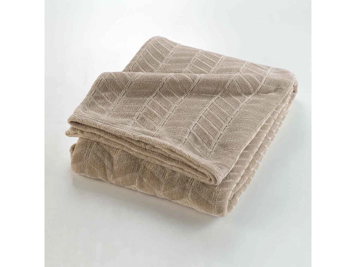 Plaid Flanelle Uni "Arya" 180x220cm Taupe
