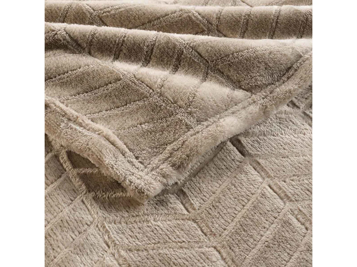 Plaid Flanelle Uni "Arya" 180x220cm Taupe