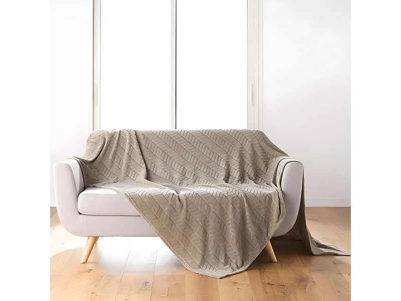 Plaid Flanelle Uni "Arya" 180x220cm Taupe