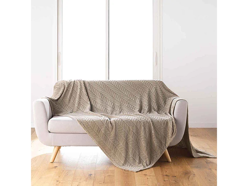 Plaid Flanelle Uni "Arya" 180x220cm Taupe