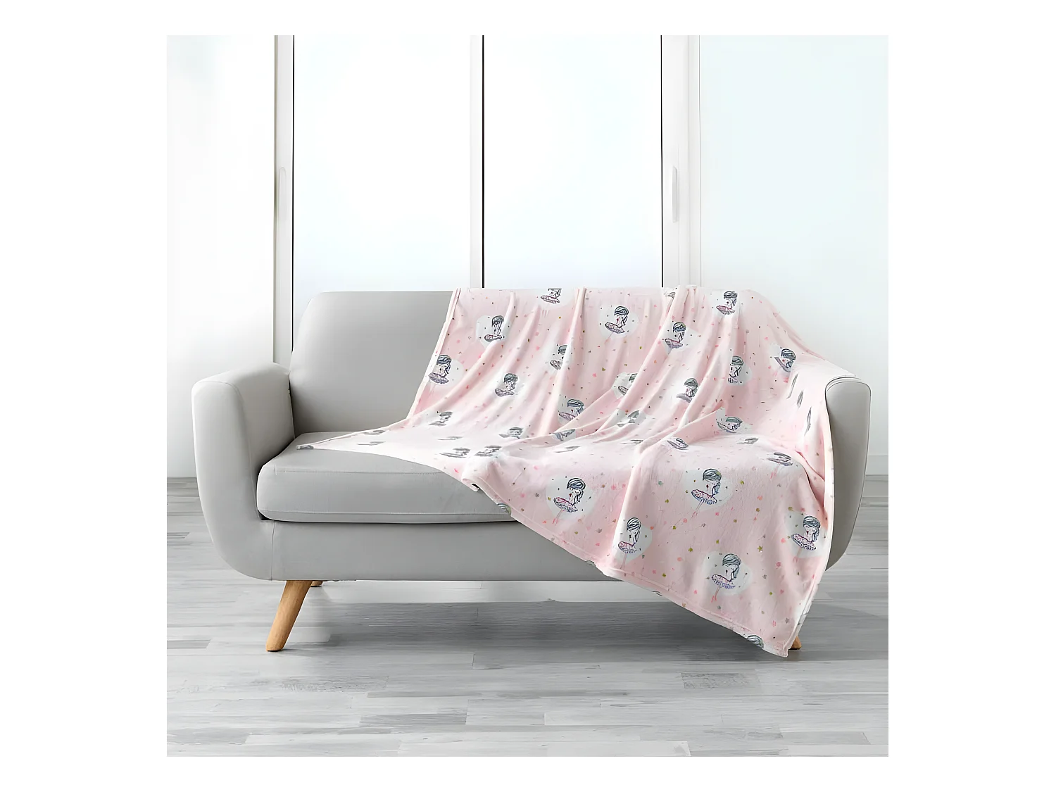 Plaid Flanelle Enfant "Petite Étoile" 125x150cm Rose