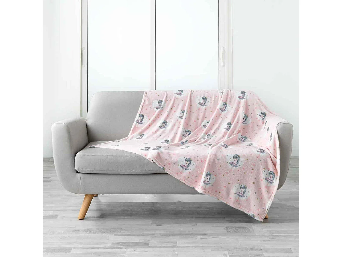 Plaid Flanelle Enfant "Petite Étoile" 125x150cm Rose