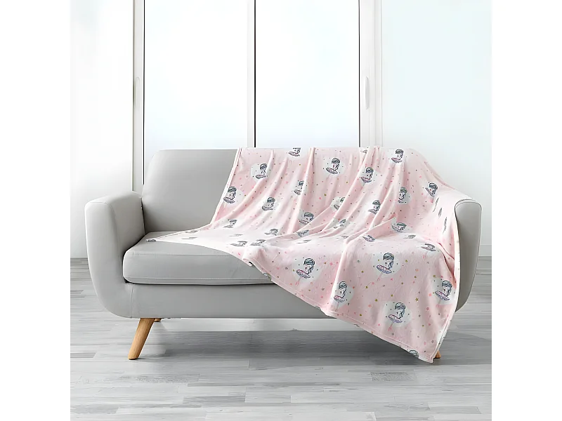 Plaid Flanelle Enfant "Petite Étoile" 125x150cm Rose
