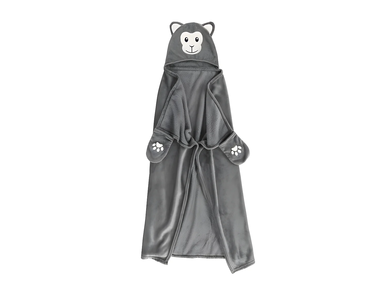 Plaid à Capuche Enfant "Singe" 100x120cm Gris