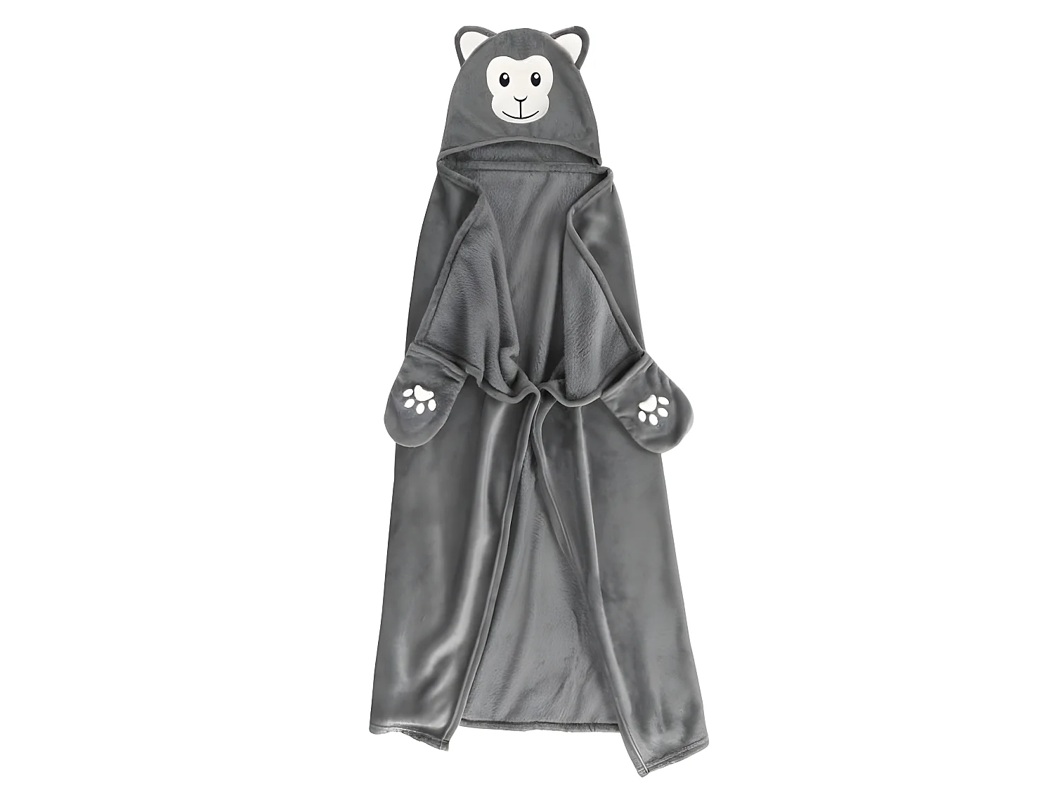 Plaid à Capuche Enfant "Singe" 100x120cm Gris