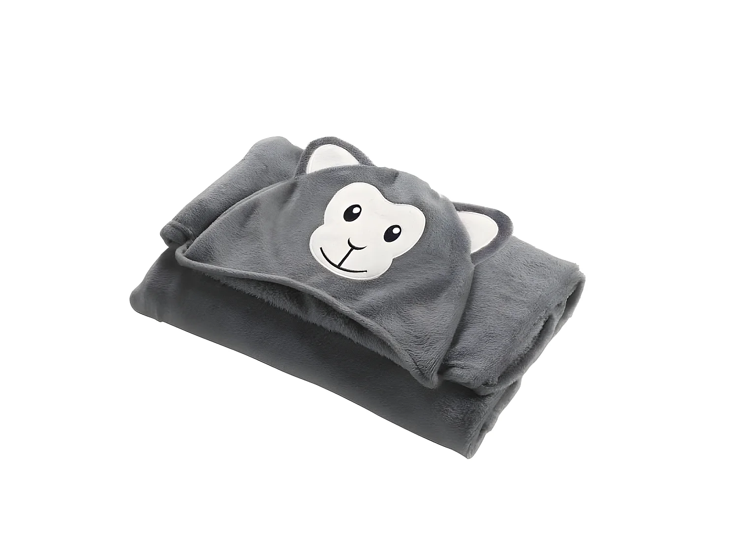 Plaid à Capuche Enfant "Singe" 100x120cm Gris