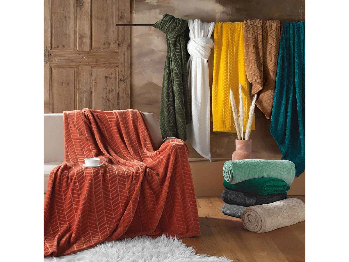 Plaid Flanelle Uni "Arya" 180x220cm Camel