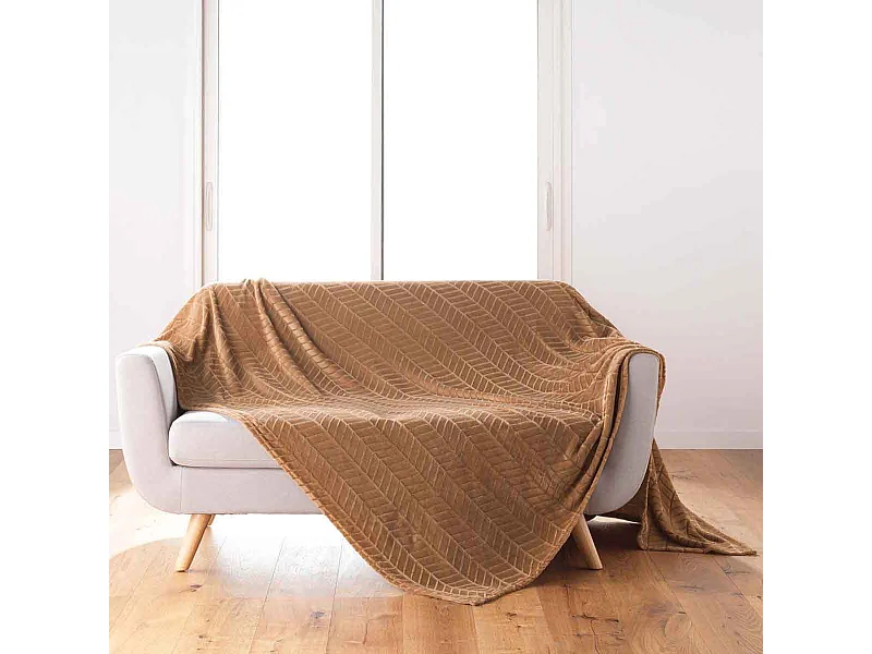 Plaid Flanelle Uni "Arya" 180x220cm Camel