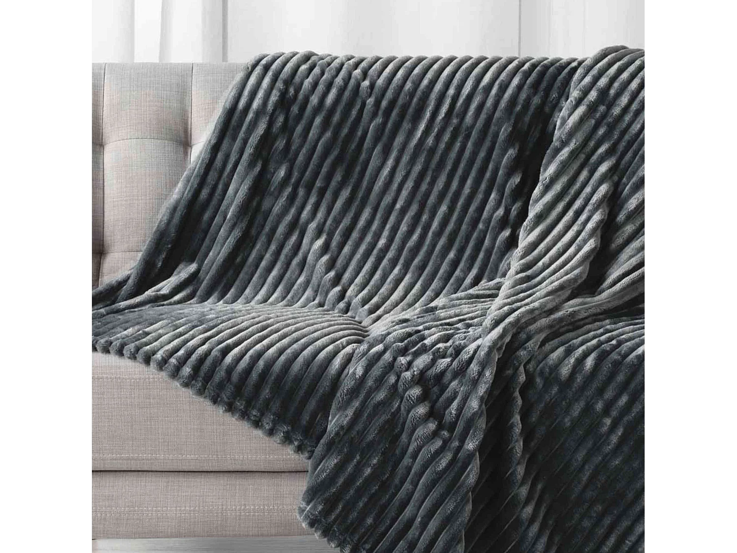 Plaid Flanelle Uni "Kalie" 125x150cm Anthracite
