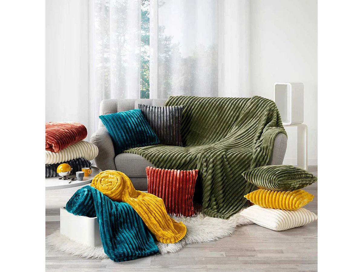 Plaid Flanelle Uni "Kalie" 125x150cm Anthracite