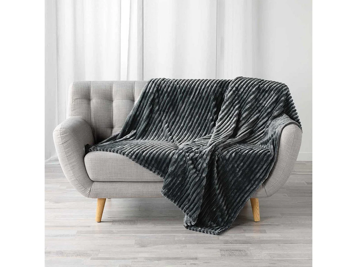 Plaid Flanelle Uni "Kalie" 125x150cm Anthracite