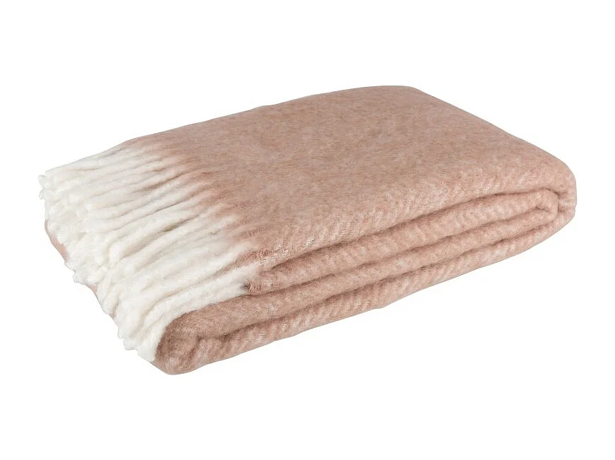 Plaid de acrílico y lana rosa de 190x136cm