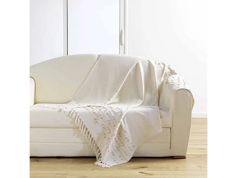 Plaid à Franges "Golden Sunset" 125x150cm Naturel