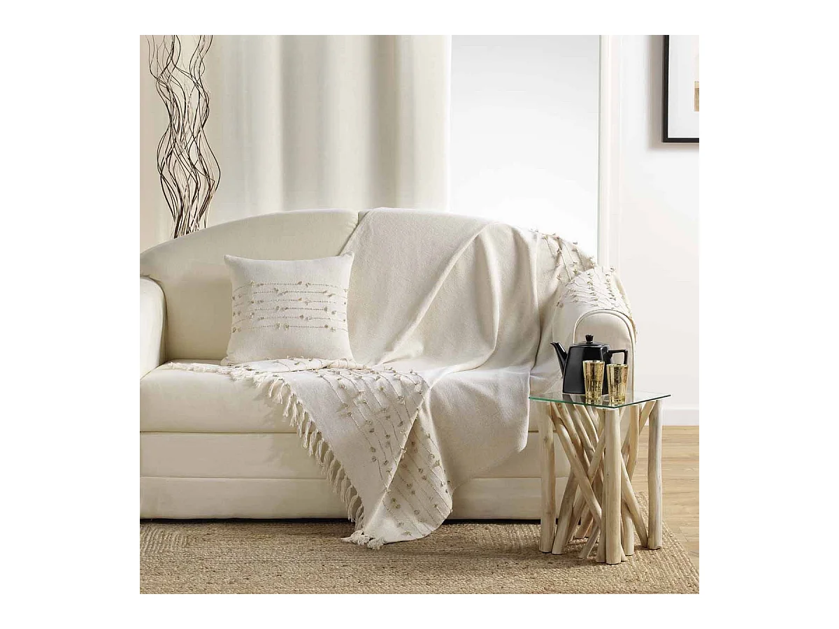 Plaid à Franges "Golden Sunset" 125x150cm Naturel