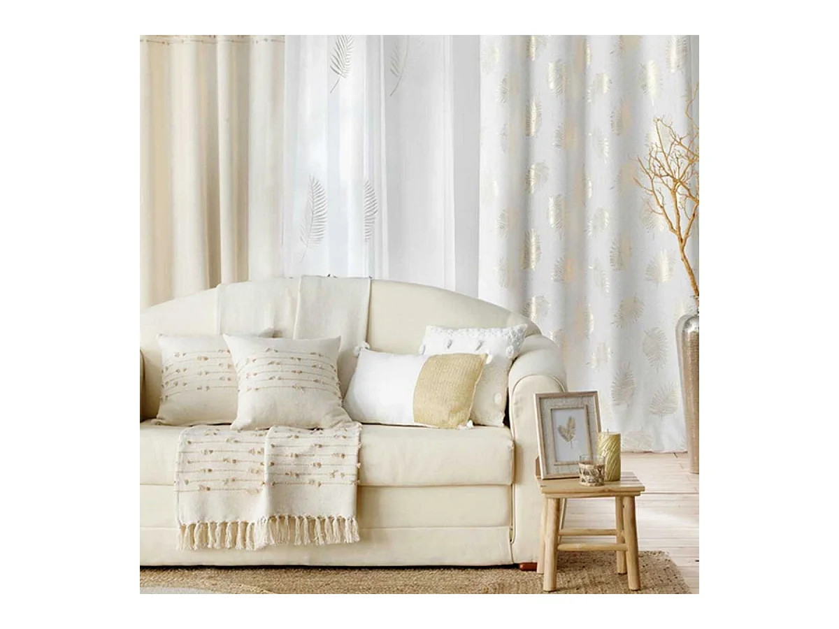 Plaid à Franges "Golden Sunset" 125x150cm Naturel