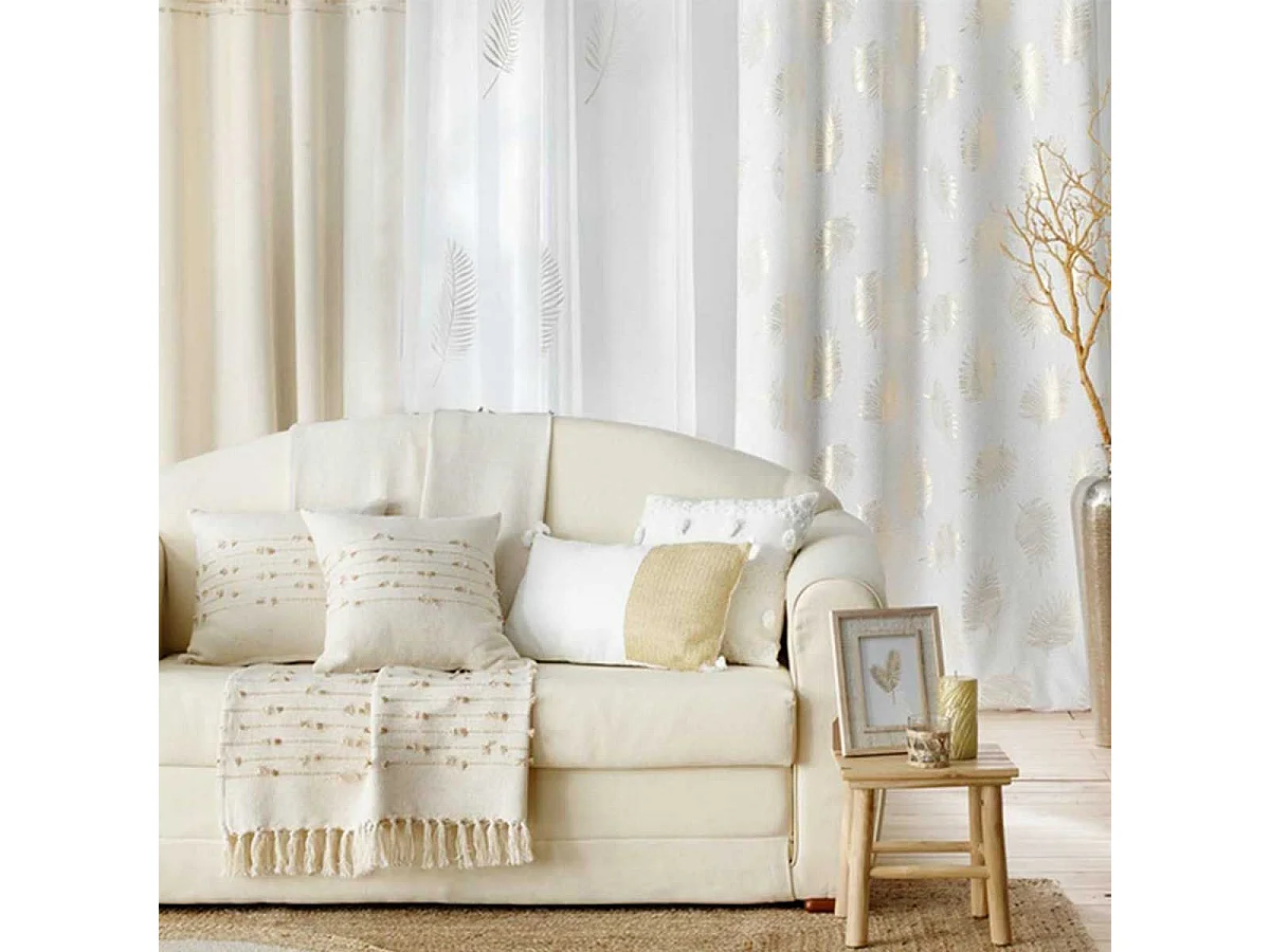 Plaid à Franges "Golden Sunset" 125x150cm Naturel