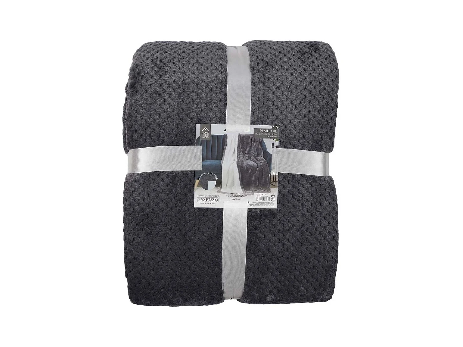 Plaid Nid Abeille Gris Sherpa Xxl 180x220cm Gris