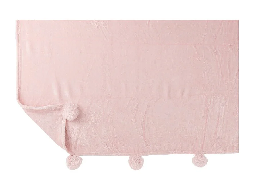 Manta con pompón de poliéster rosa empolvado de 170x130cm