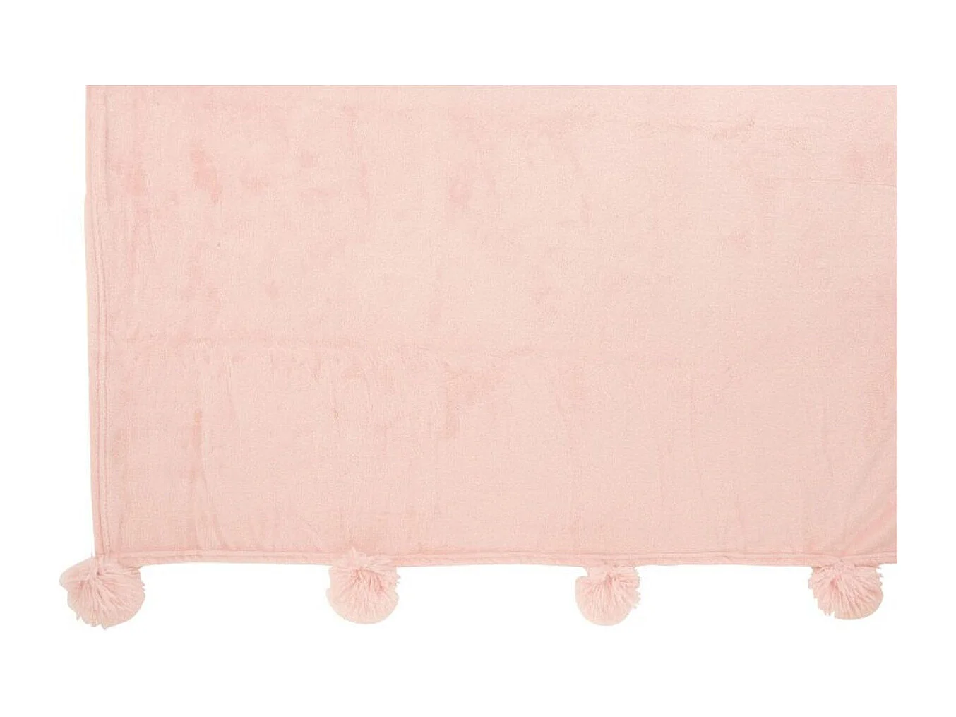 Plaid Déco à Pompons "Polyes" 130x170cm Rose Poudré