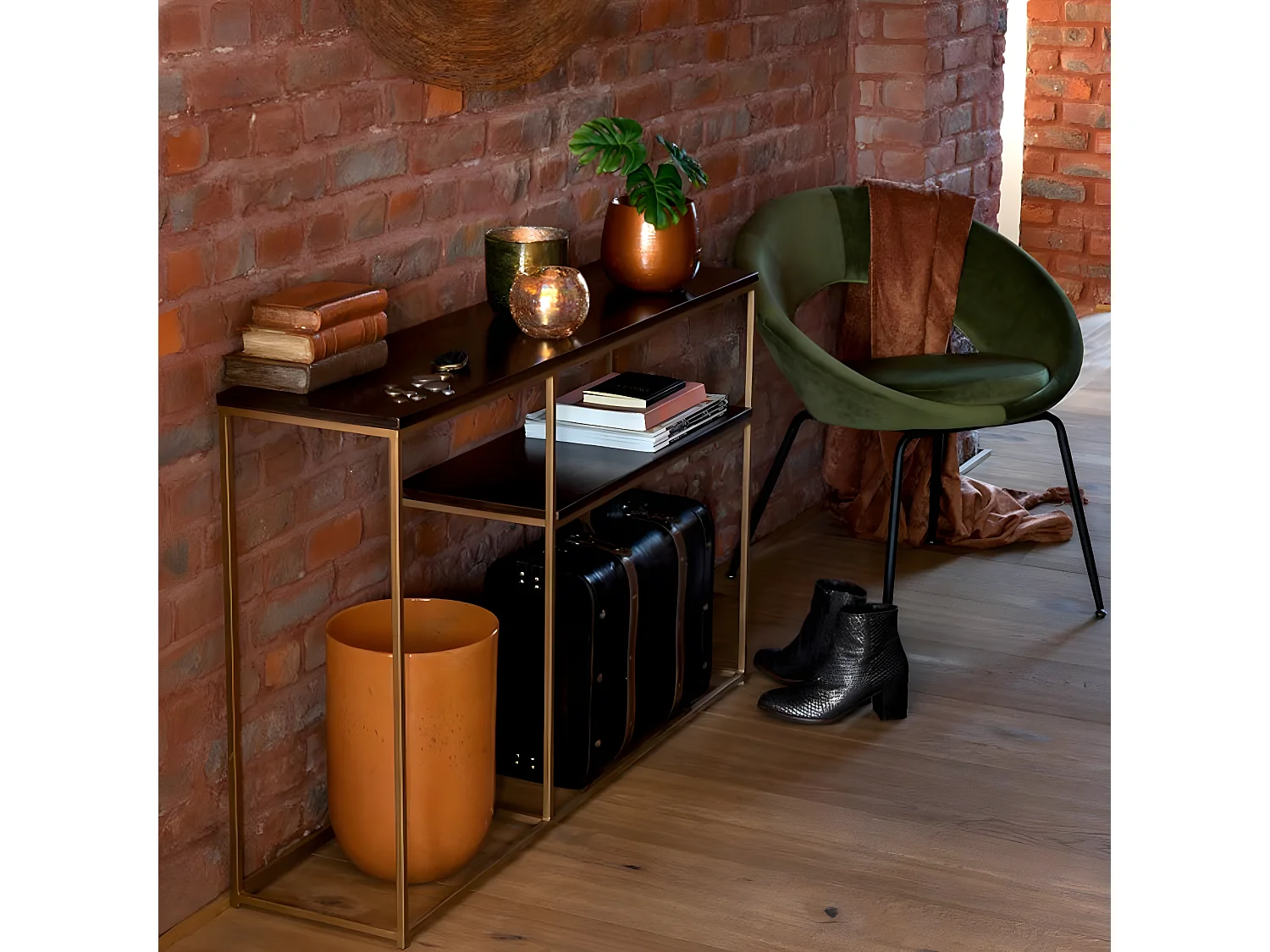 Plaid Déco en Coton "Floche" 130x180cm Rouille