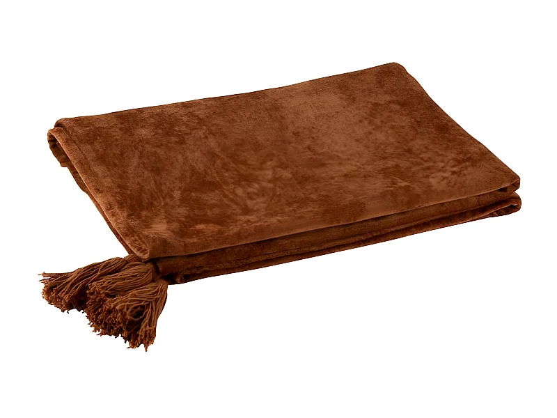 Plaid Déco en Coton "Floche" 130x180cm Rouille