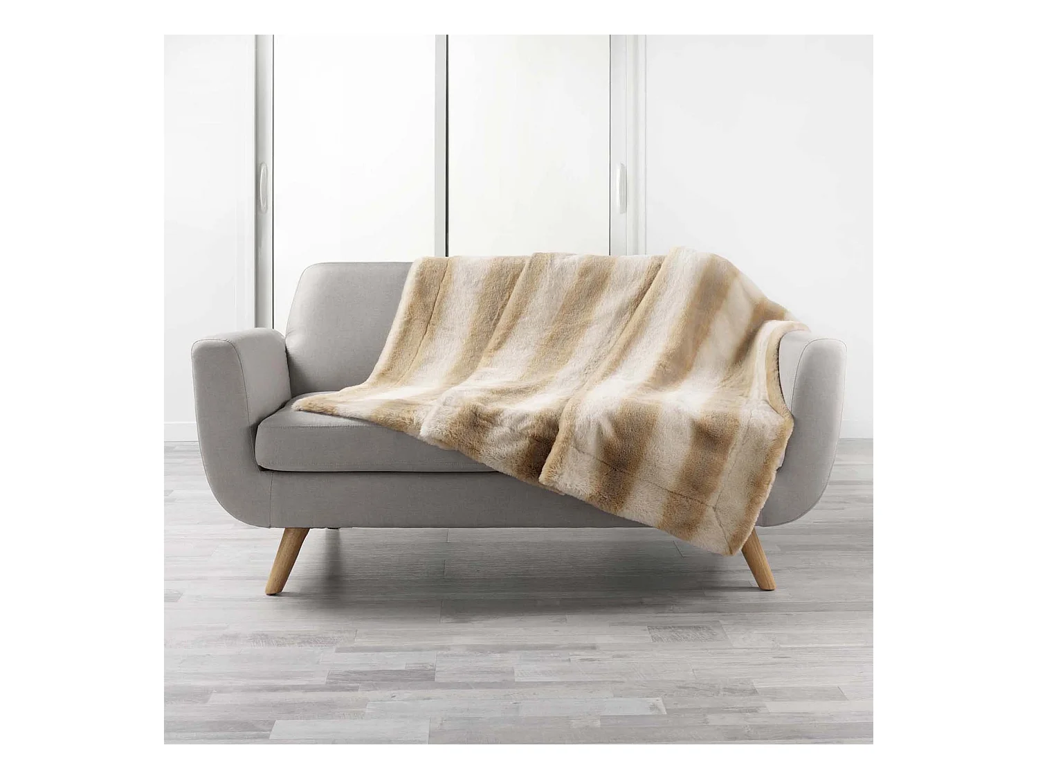 Plaid Imitation Fourrure "Cougar" 125x150cm Naturel