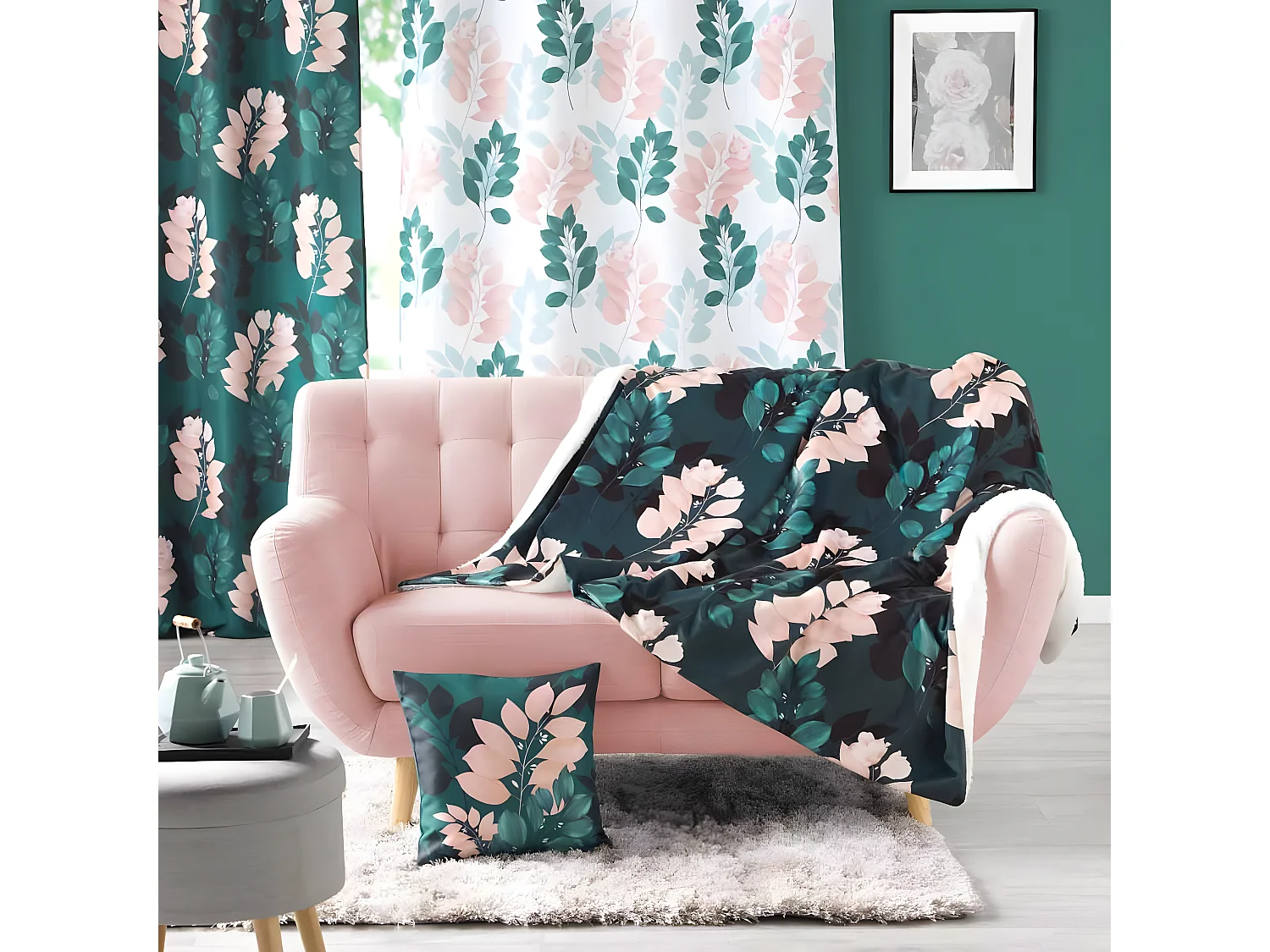 Plaid Velours "Belline" 125x150cm Émeraude