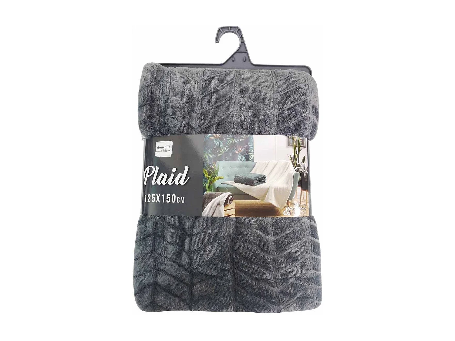 Plaid Motif Jacquard "Zema" 125x150cm Anthracite