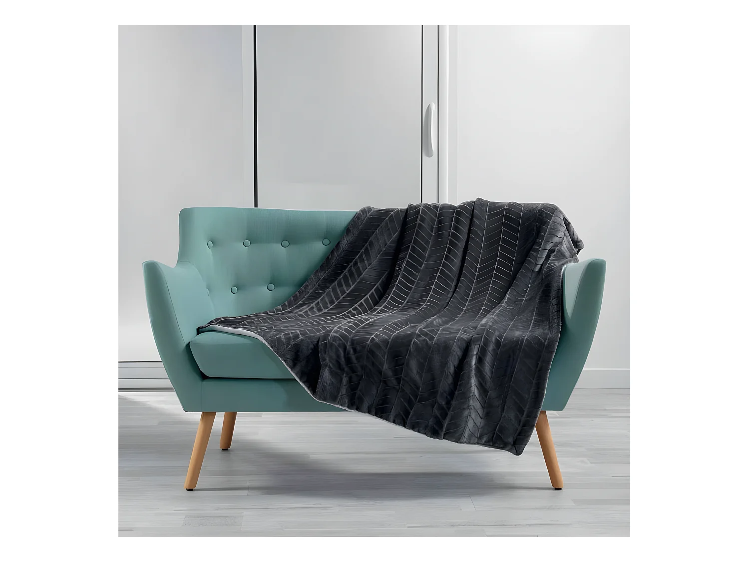 Plaid Motif Jacquard "Zema" 125x150cm Anthracite