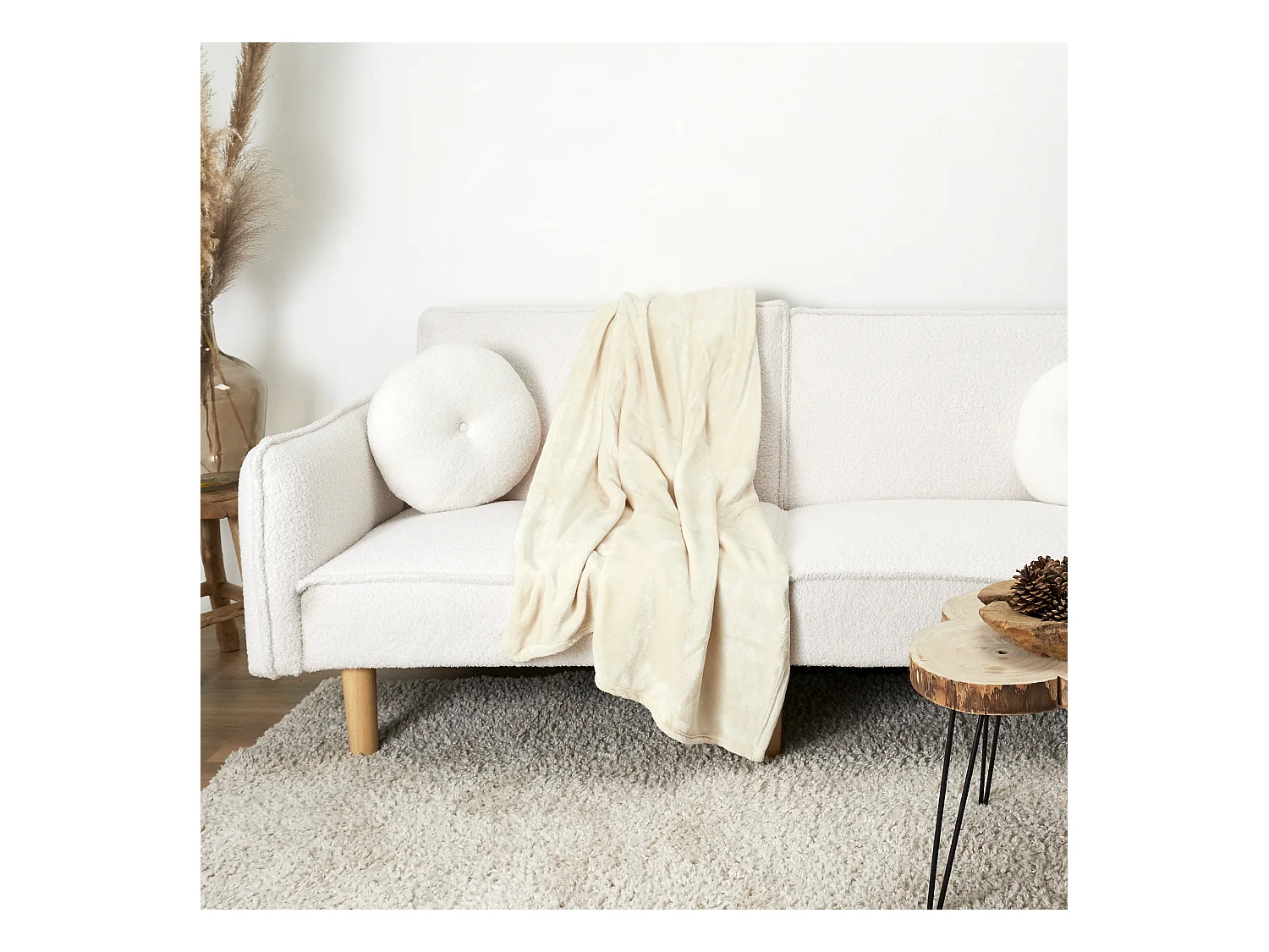 Plaid Flanelle Beige 125x150cm Beige