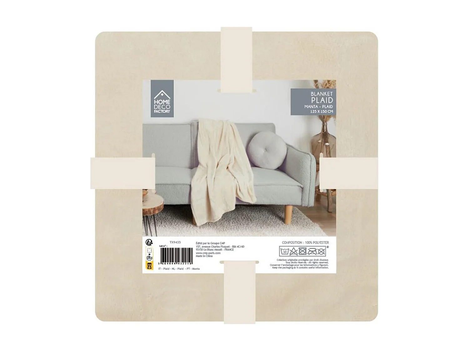 Plaid Flanelle Beige 125x150cm Beige