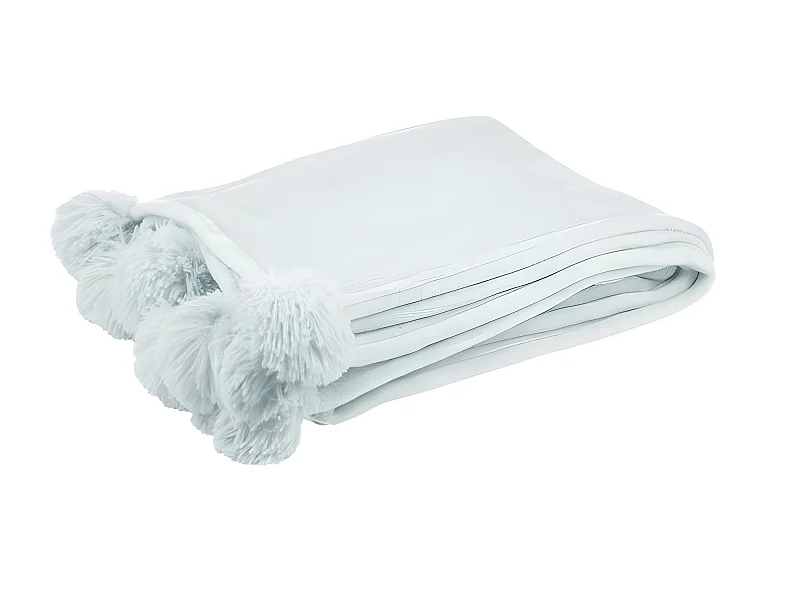 Plaid à Pompons "Blanket" 130x180cm Bleu Clair