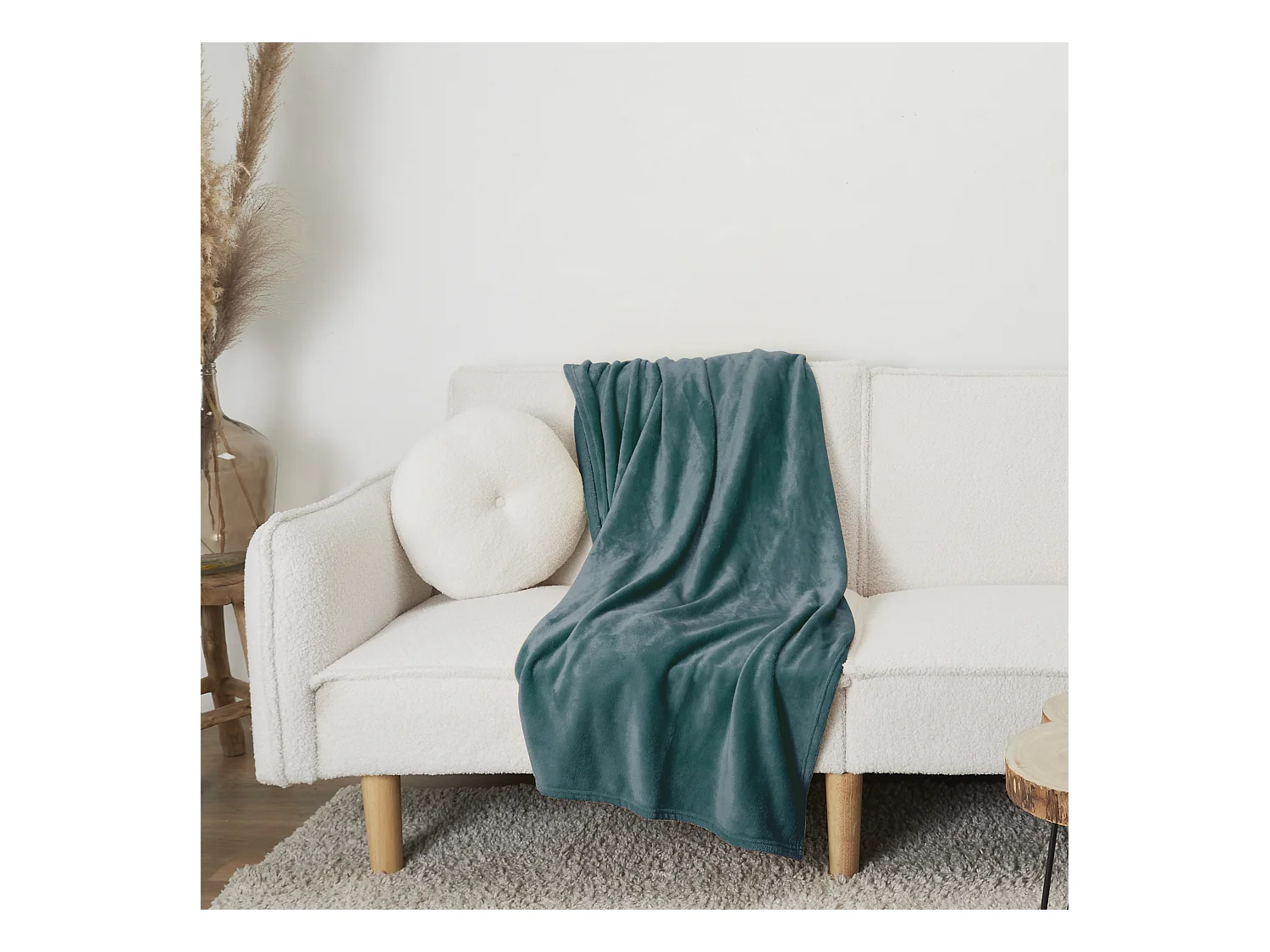 Plaid Flanelle Bleu Canard 125x150cm Bleu