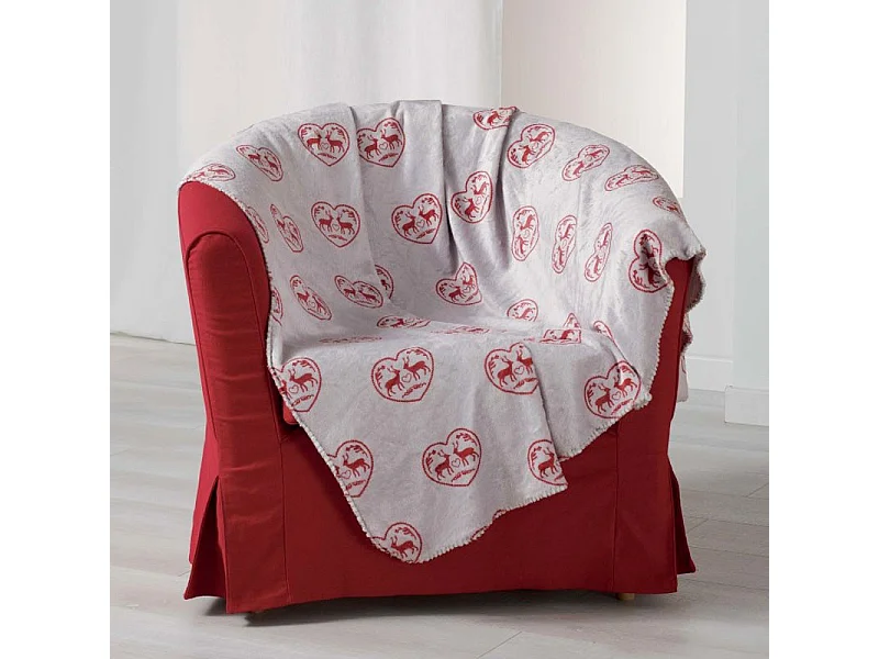 Plaid Imprimé en Flanelle "Edelweiss" 125x150cm Naturel