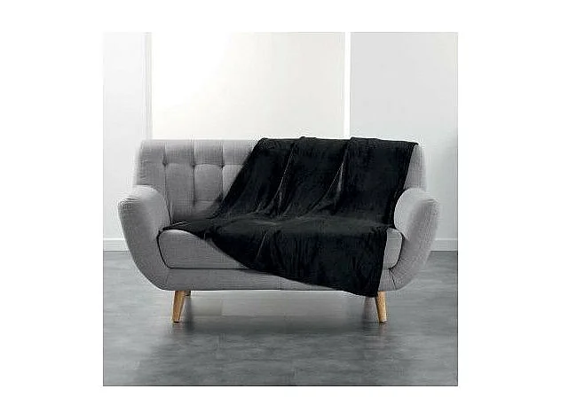Plaid Uni en Flanelle "Flanou" 125x150cm Noir