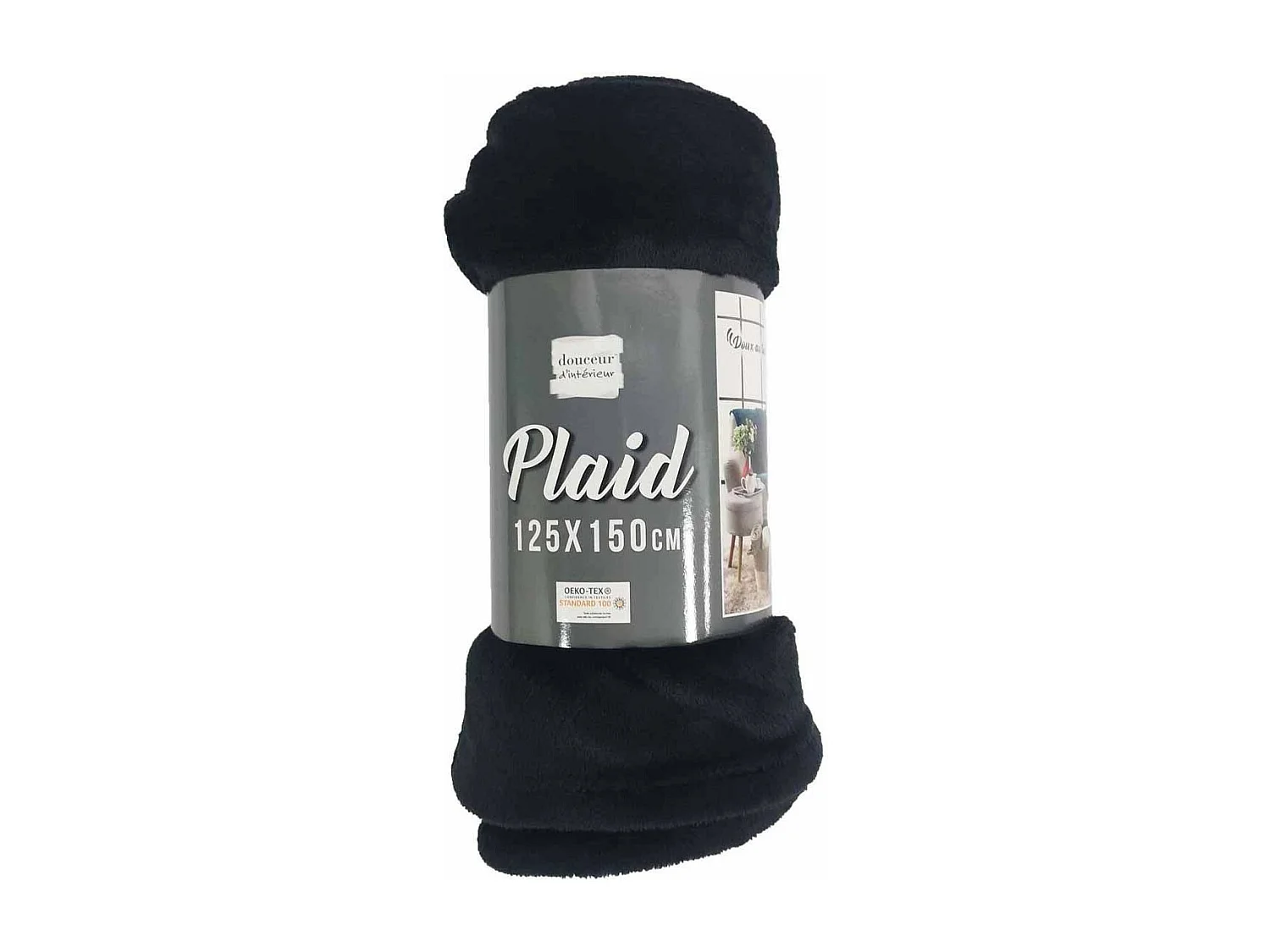 Plaid Uni en Flanelle "Flanou" 125x150cm Noir