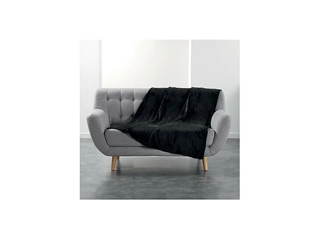 Plaid Uni en Flanelle "Flanou" 125x150cm Noir