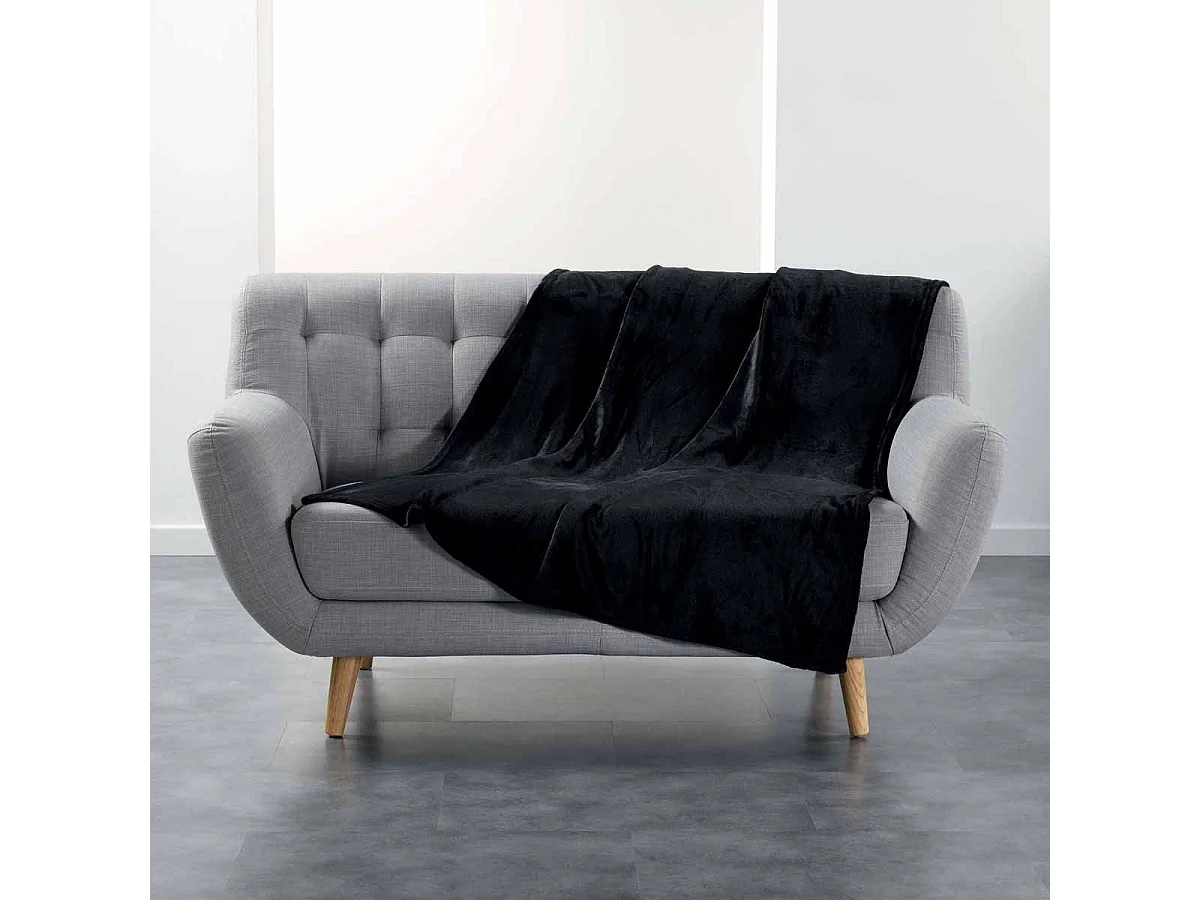 Plaid Uni en Flanelle "Flanou" 125x150cm Noir