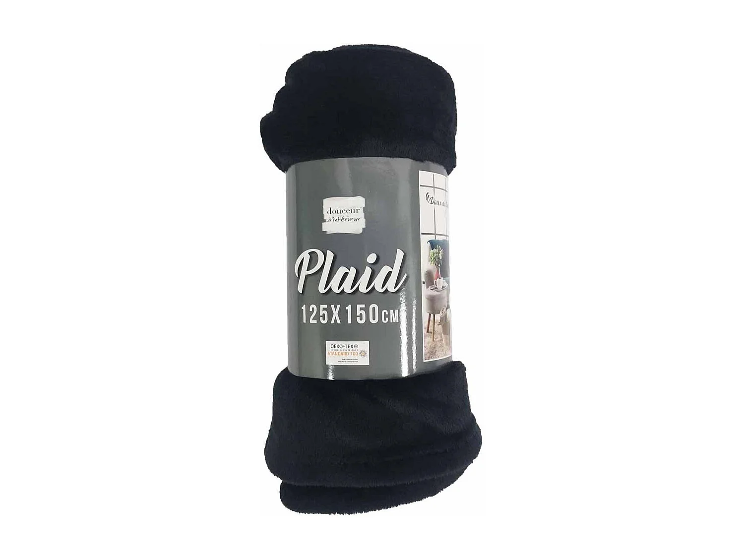 Plaid Uni en Flanelle "Flanou" 125x150cm Noir