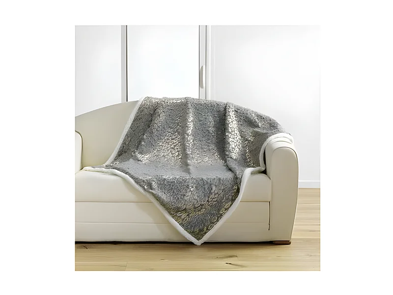 Plaid Imitation Fourrure "Safari" 125x150cm Gris