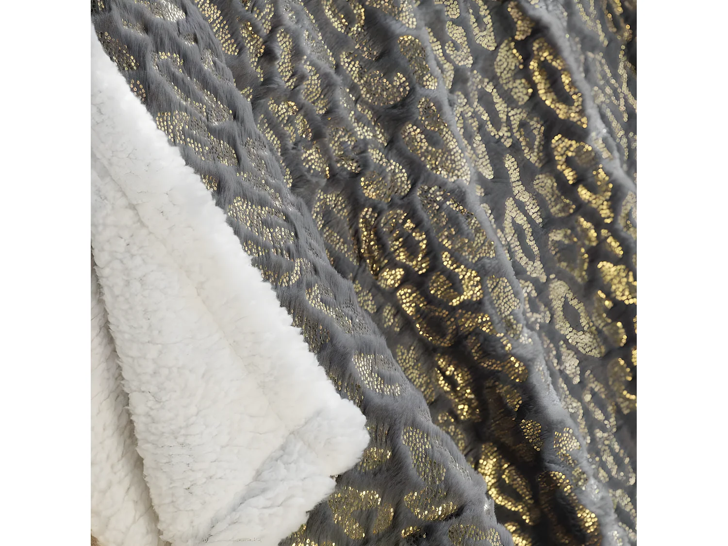 Plaid Imitation Fourrure "Safari" 125x150cm Gris