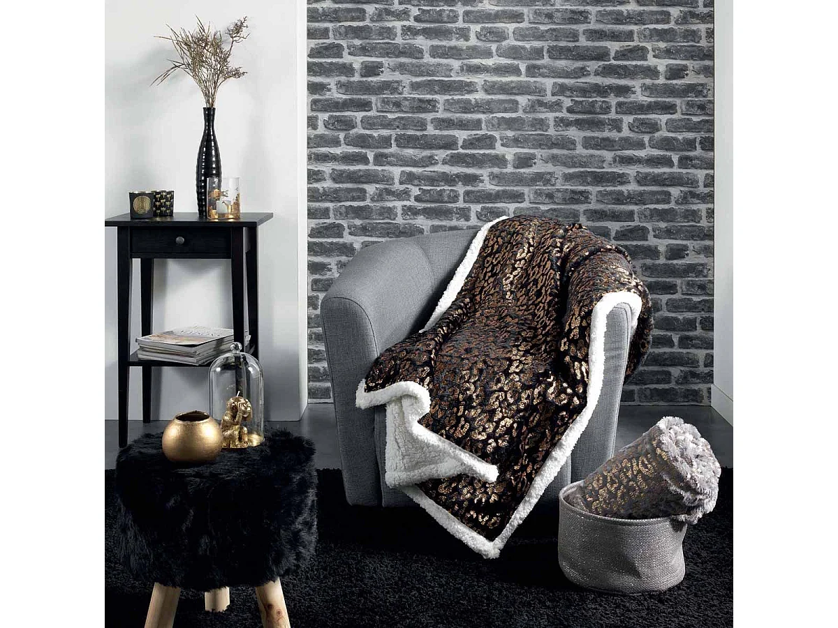 Plaid Imitation Fourrure "Safari" 125x150cm Gris