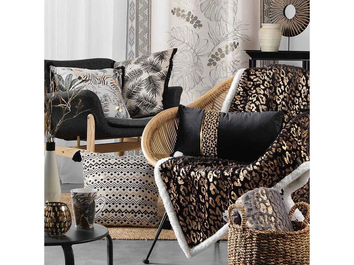 Plaid Imitation Fourrure "Safari" 125x150cm Gris