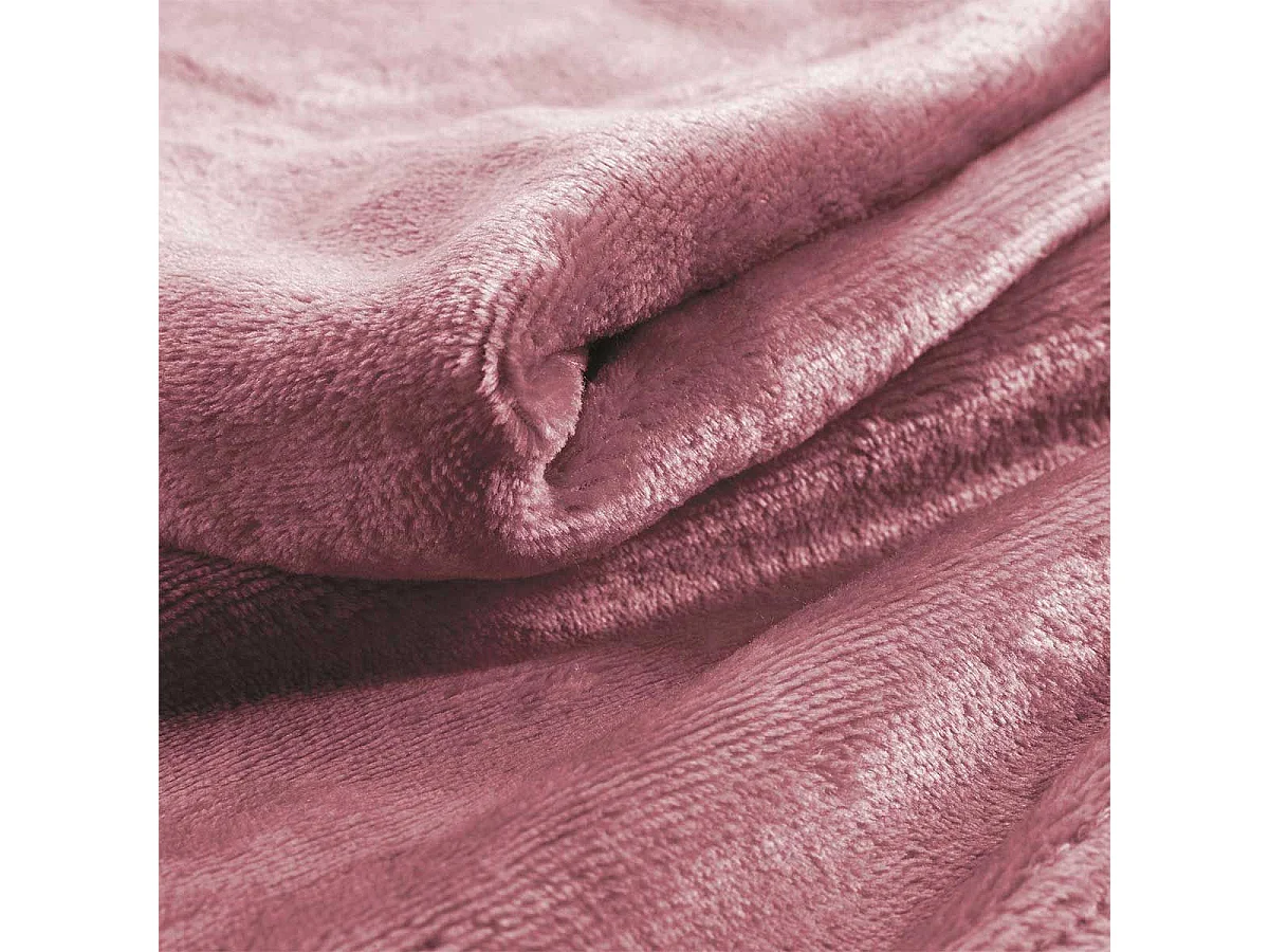 Plaid Uni en Flanelle "Flanou" 180x220cm Rose